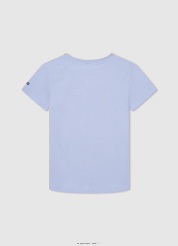 bedrucktes T-Shirt aus Baumwolle mit Logo Junge Pepe Jeans blau bleichen 84XH6T1632