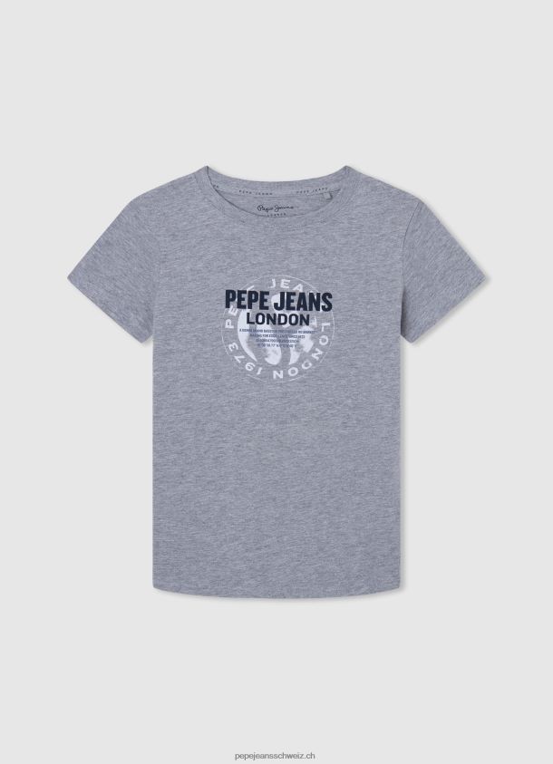 bedrucktes T-Shirt aus Baumwolle mit Logo Junge Pepe Jeans grau meliert 84XH6T1634