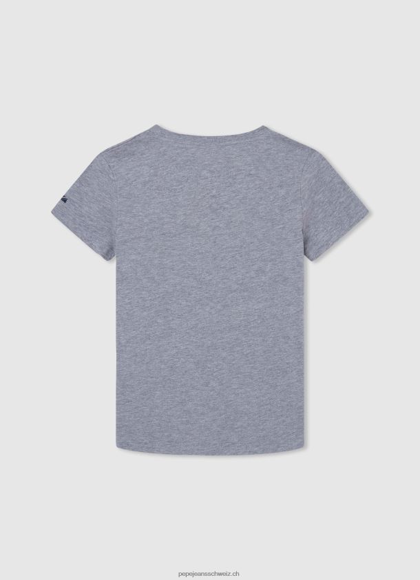 bedrucktes T-Shirt aus Baumwolle mit Logo Junge Pepe Jeans grau meliert 84XH6T1634