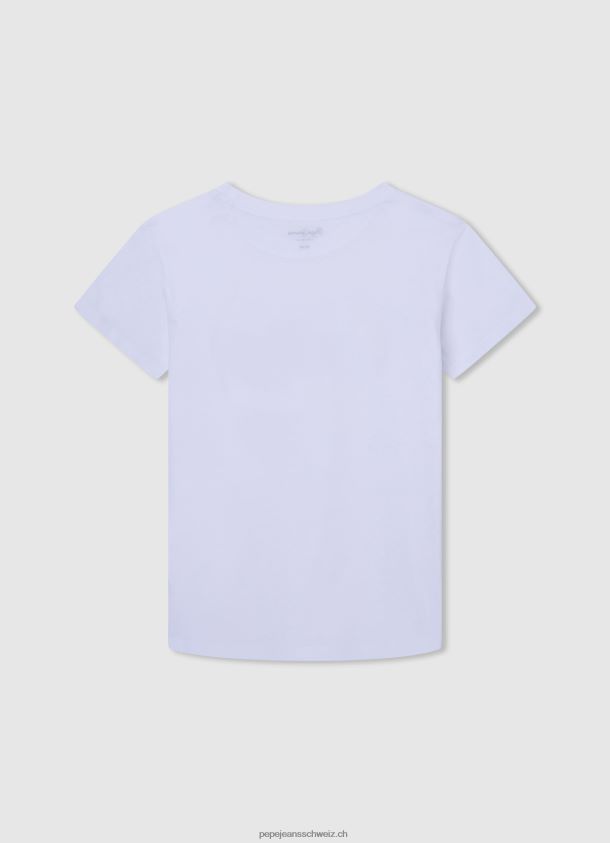 grundlegendes T-Shirt des Logos Junge Pepe Jeans Weiss 84XH6T1607