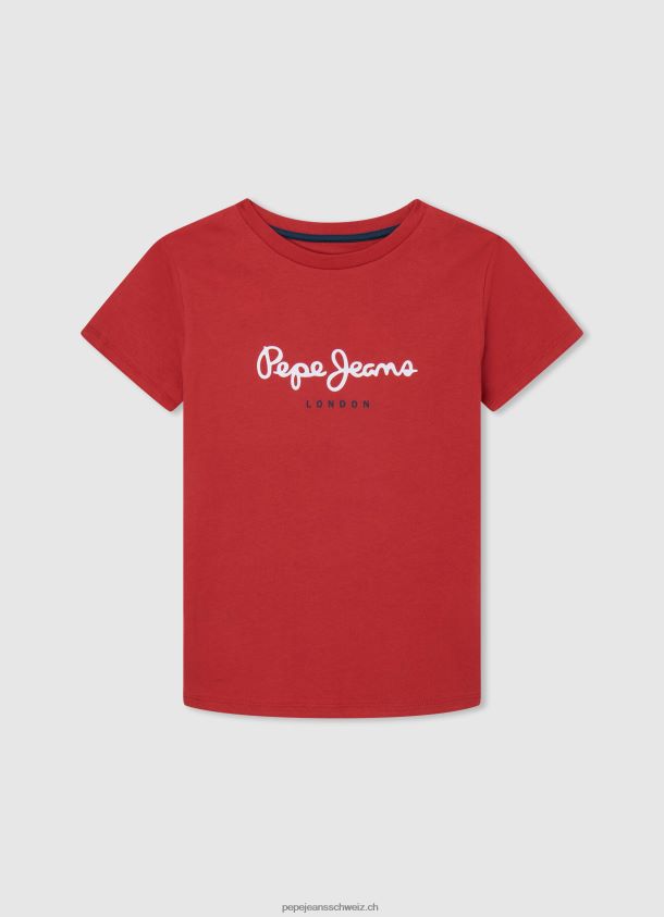 grundlegendes T-Shirt des Logos Junge Pepe Jeans studiorot 84XH6T1625