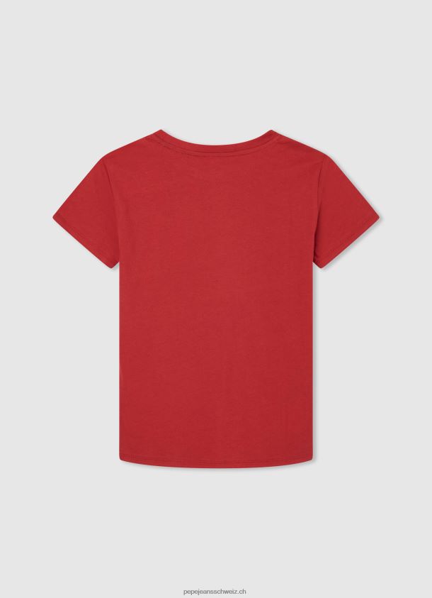 grundlegendes T-Shirt des Logos Junge Pepe Jeans studiorot 84XH6T1625