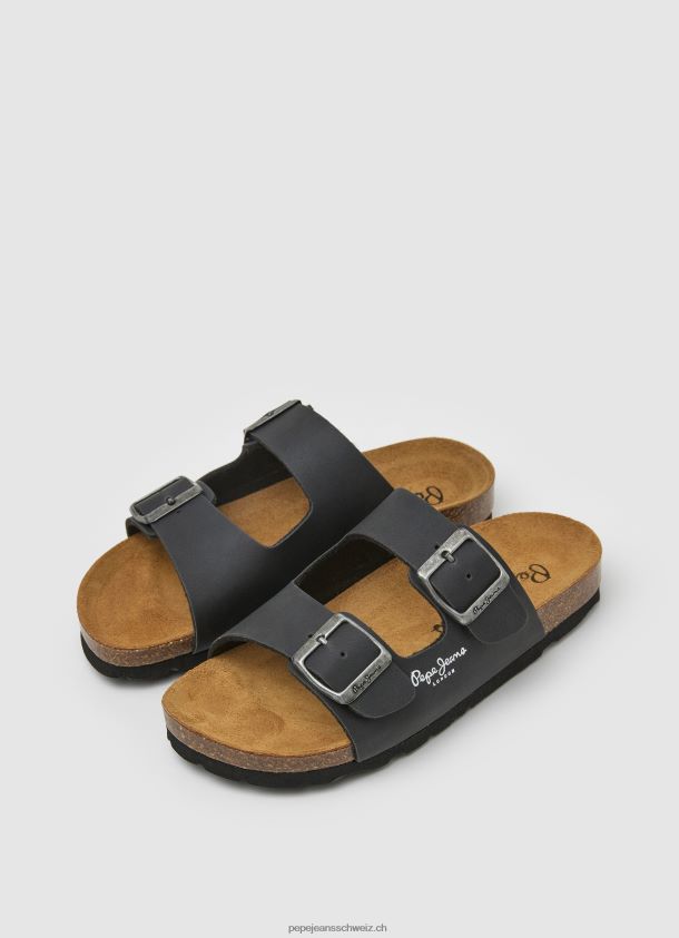 Double Kansas anatomische Sandalen Junge Pepe Jeans Schwarz 84XH6T1548