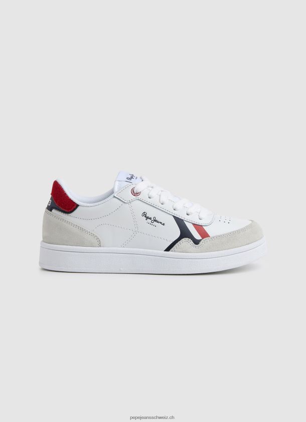 Player Britt Lederturnschuhe Junge Pepe Jeans Weiss 84XH6T1525