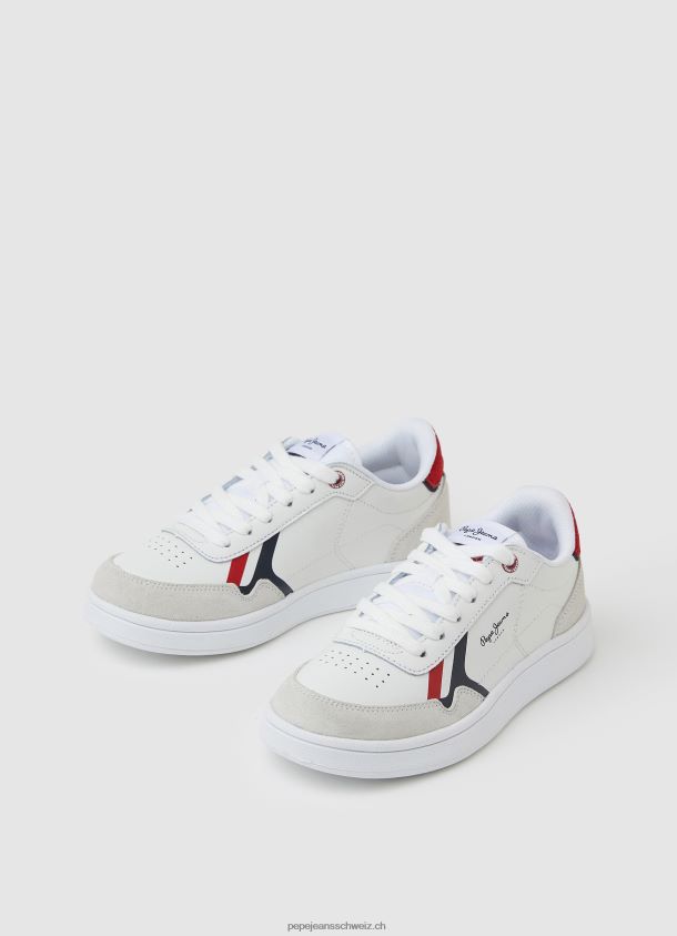 Player Britt Lederturnschuhe Junge Pepe Jeans Weiss 84XH6T1525