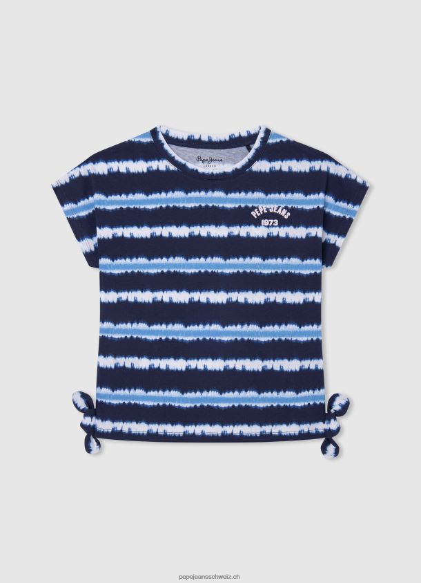 Baumwoll-T-Shirt mit verblassten Streifen Mädchen Pepe Jeans dulwich 84XH6T1463