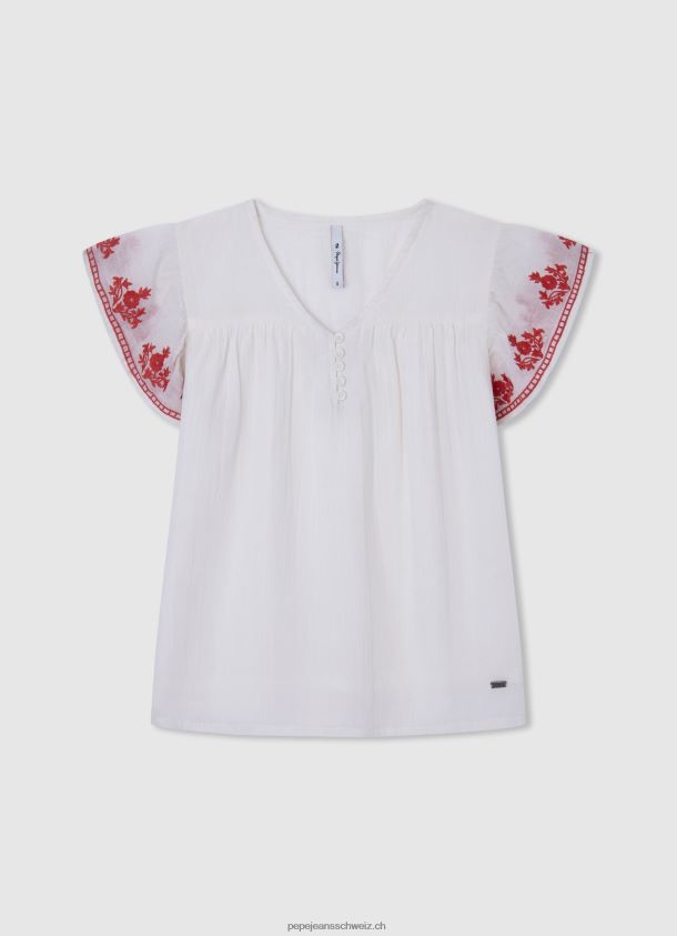 Bluse mit Gaulle-Stickerei Mädchen Pepe Jeans Weiss 84XH6T1423