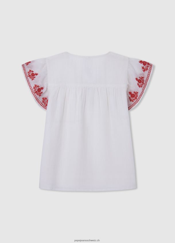 Bluse mit Gaulle-Stickerei Mädchen Pepe Jeans Weiss 84XH6T1423