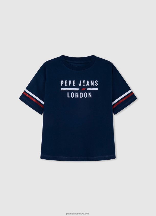 Boxy Fit T-Shirt mit Logo-Print Mädchen Pepe Jeans Ozean 84XH6T1448