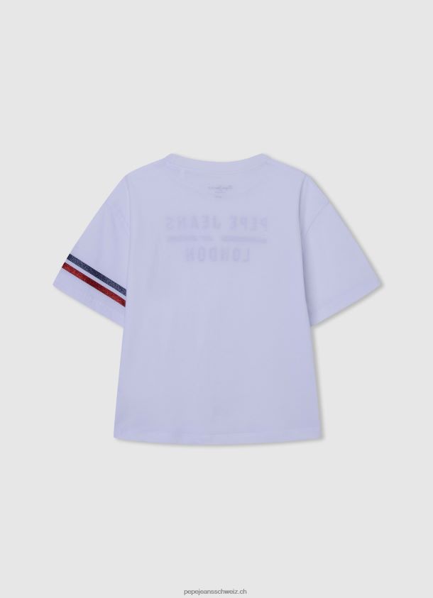 Boxy Fit T-Shirt mit Logo-Print Mädchen Pepe Jeans Weiss 84XH6T1449