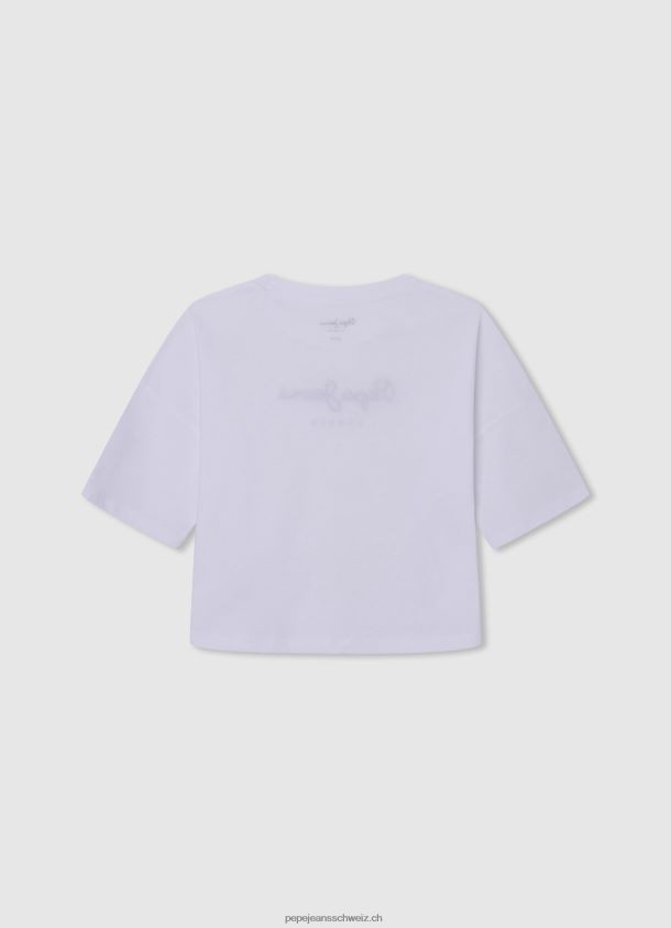 Boxy Fit T-Shirt mit Logo-Print Mädchen Pepe Jeans Weiss 84XH6T1481