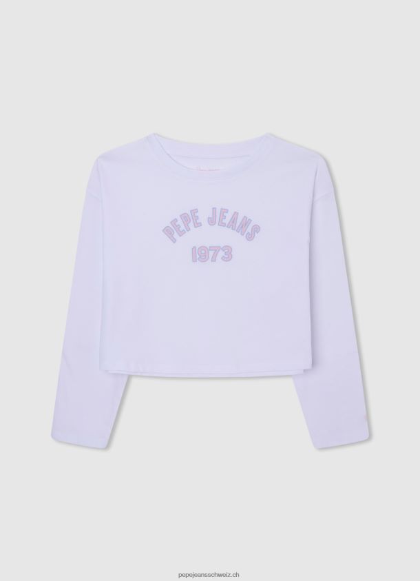 Glitzer-Logo-T-Shirt Mädchen Pepe Jeans Weiss 84XH6T1458