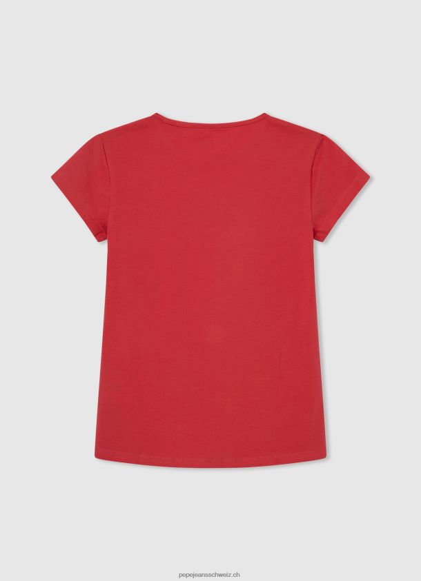 Glitzer-Logo-T-Shirt Mädchen Pepe Jeans studiorot 84XH6T1469