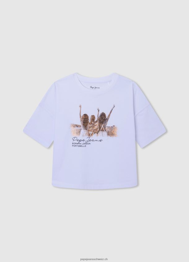 Illustrationen T-Shirt Mädchen Pepe Jeans Weiss 84XH6T1439