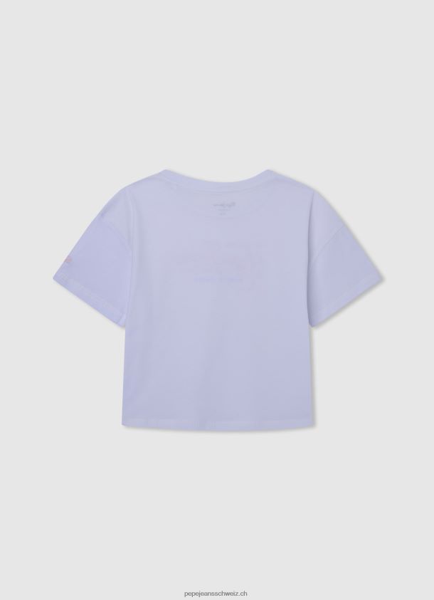 Schulterfreies T-Shirt aus Baumwolle Mädchen Pepe Jeans Weiss 84XH6T1440