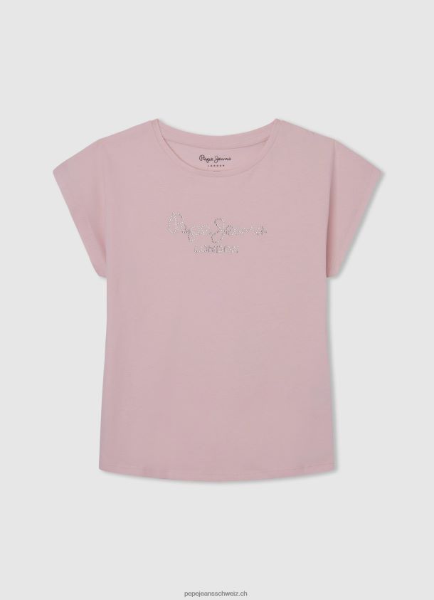 T-Shirt aus Baumwolle mit Strass-Logo Mädchen Pepe Jeans scheinen 84XH6T1433