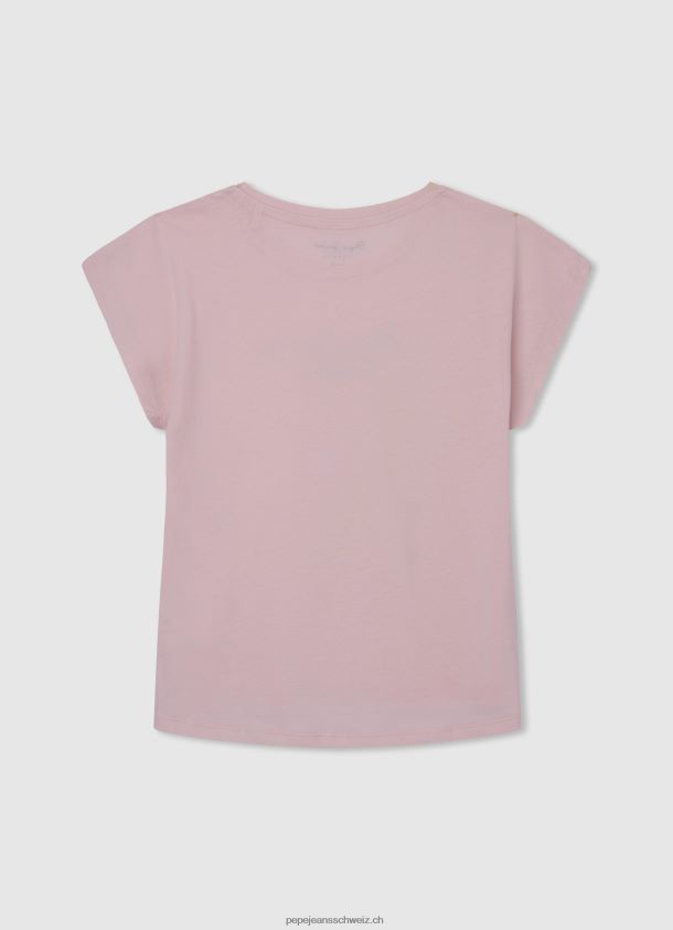 T-Shirt aus Baumwolle mit Strass-Logo Mädchen Pepe Jeans zartes Rosa 84XH6T1431