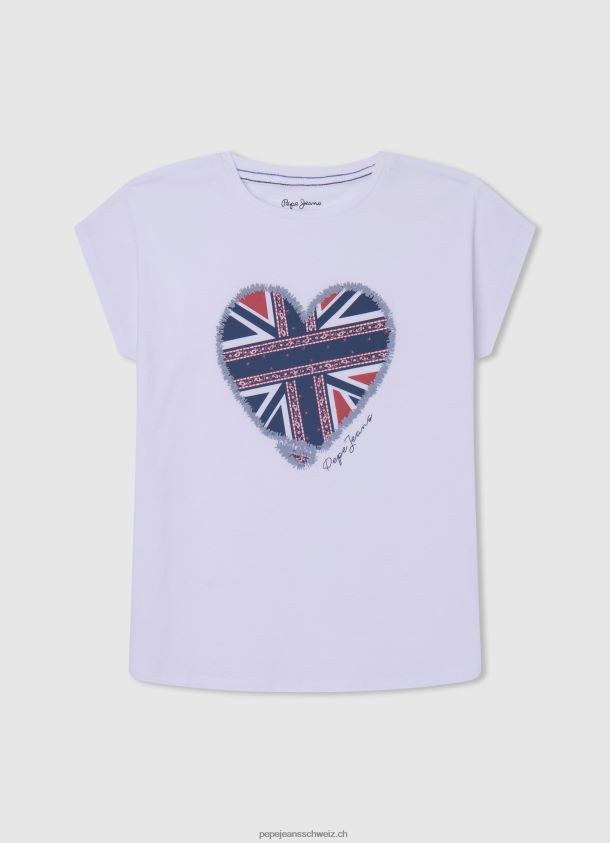 T-Shirt mit Herzdruck Mädchen Pepe Jeans Weiss 84XH6T1426