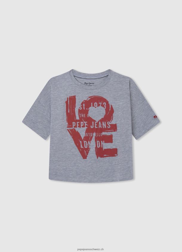 T-Shirt mit Liebesdruck Mädchen Pepe Jeans grau meliert 84XH6T1445