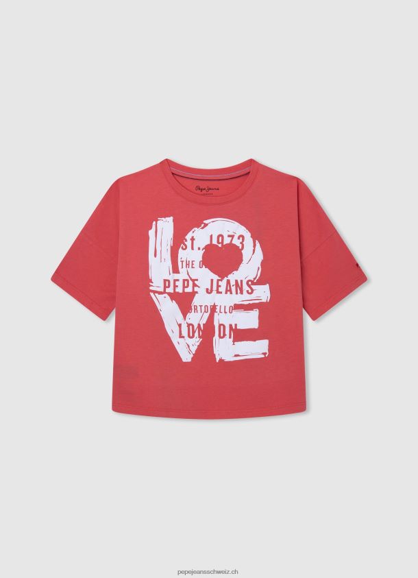 T-Shirt mit Liebesdruck Mädchen Pepe Jeans studiorot 84XH6T1444