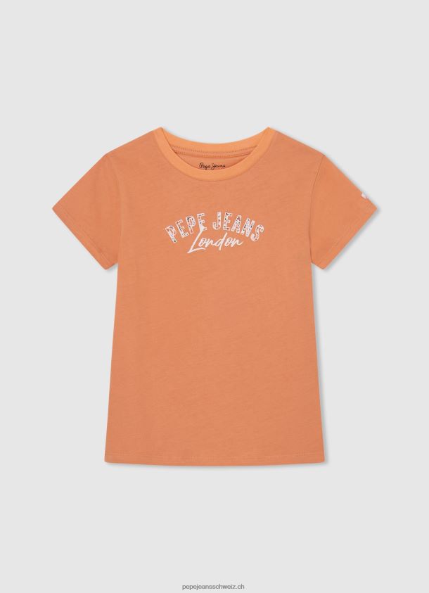 T-Shirt mit Logo-Print Mädchen Pepe Jeans Pfirsich 84XH6T1454