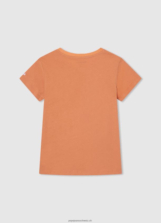 T-Shirt mit Logo-Print Mädchen Pepe Jeans Pfirsich 84XH6T1454