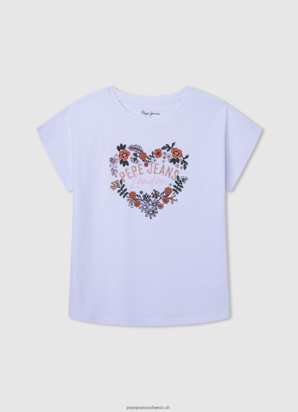 T-Shirt mit Logo-Print Mädchen Pepe Jeans Weiss 84XH6T1452
