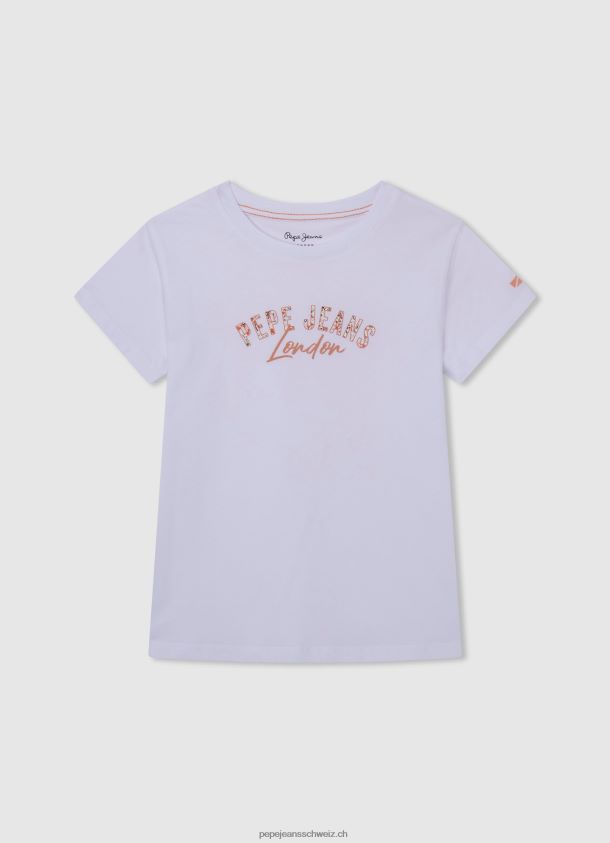 T-Shirt mit Logo-Print Mädchen Pepe Jeans Weiss 84XH6T1455