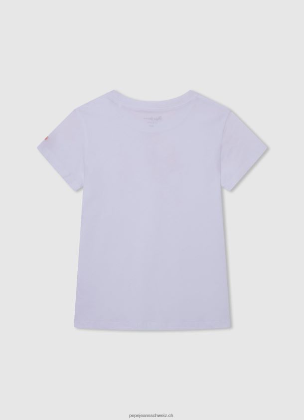 T-Shirt mit Logo-Print Mädchen Pepe Jeans Weiss 84XH6T1455