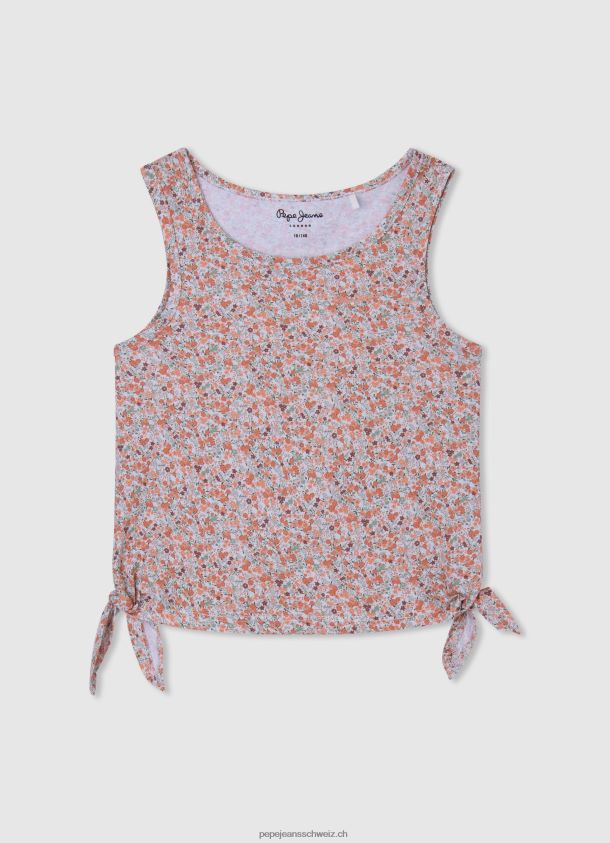 T-Shirt mit floralen Armlochärmeln Mädchen Pepe Jeans Pfirsich 84XH6T1435