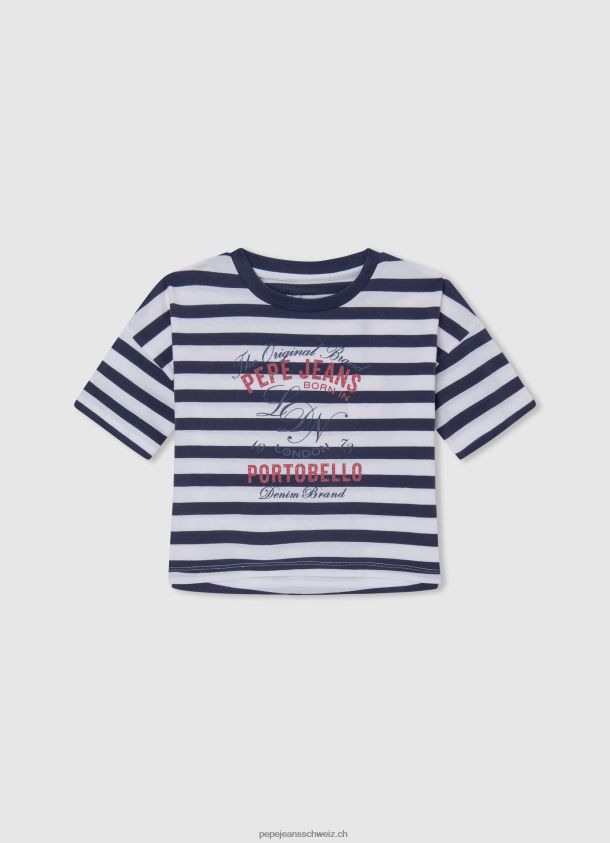 T-Shirt mit gestreiftem Aufdruck Mädchen Pepe Jeans Ozean 84XH6T1467