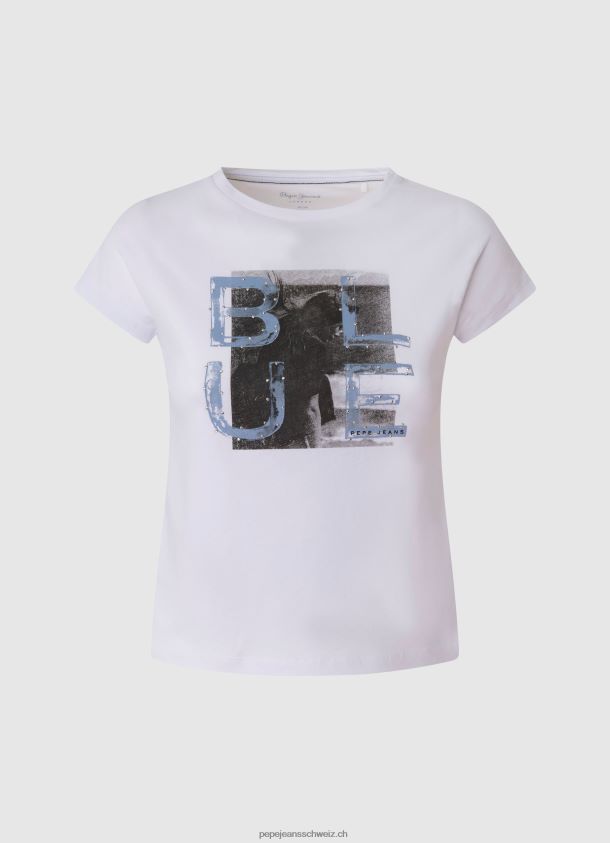 einfarbig bedrucktes T-Shirt Mädchen Pepe Jeans Weiss 84XH6T1453