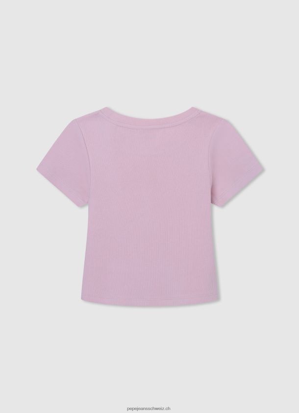 geripptes Shirt mit gesticktem Logo Mädchen Pepe Jeans zartes Rosa 84XH6T1460