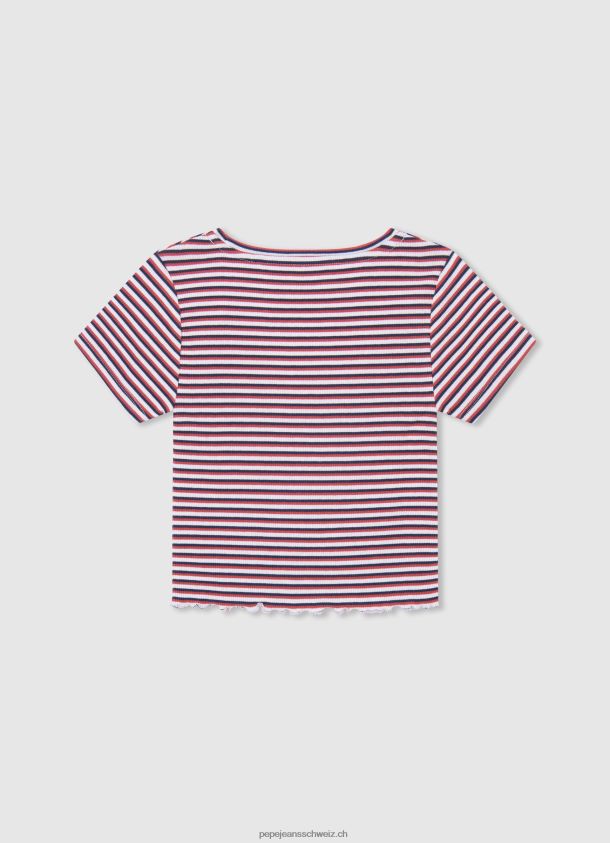 geripptes T-Shirt mit gestreiftem Aufdruck Mädchen Pepe Jeans Ozean 84XH6T1466