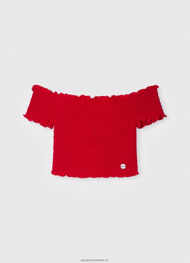 kurzärmliges, gerafftes Top Mädchen Pepe Jeans Rot 84XH6T1424