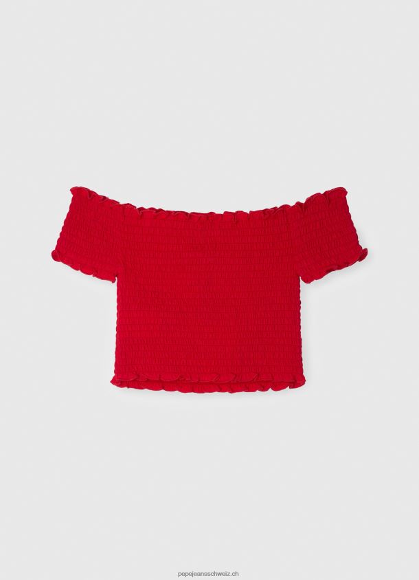 kurzärmliges, gerafftes Top Mädchen Pepe Jeans Rot 84XH6T1424