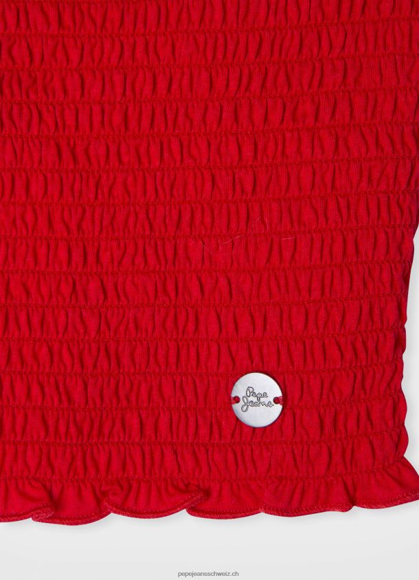 kurzärmliges, gerafftes Top Mädchen Pepe Jeans Rot 84XH6T1424