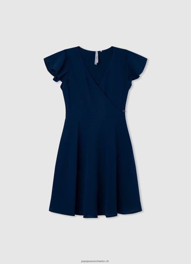 Crêpe-Kleid mit überkreuztem Ausschnitt Mädchen Pepe Jeans Ozean 84XH6T1373