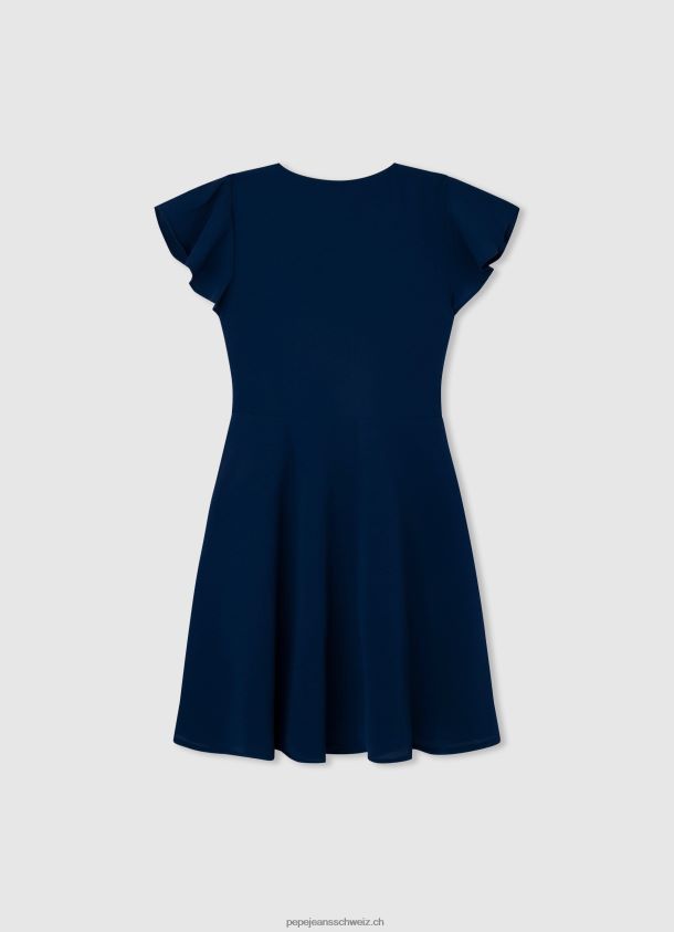 Crêpe-Kleid mit überkreuztem Ausschnitt Mädchen Pepe Jeans Ozean 84XH6T1373
