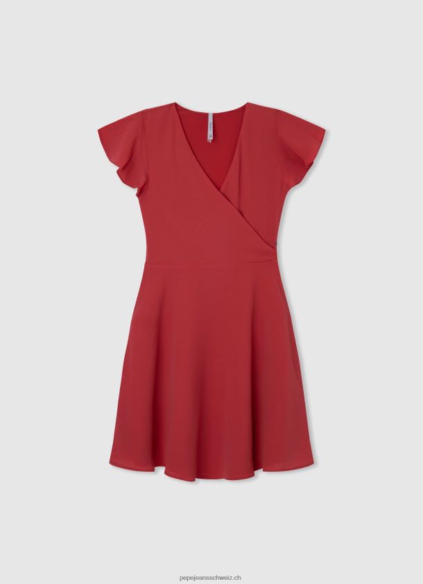 Crêpe-Kleid mit überkreuztem Ausschnitt Mädchen Pepe Jeans studiorot 84XH6T1374