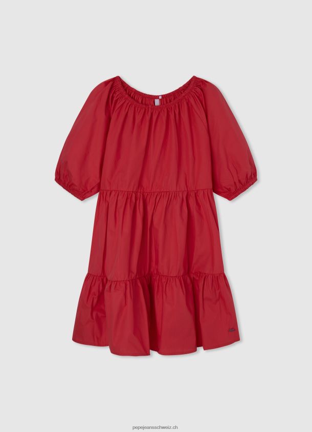 Kleid aus Baumwollpopeline Mädchen Pepe Jeans studiorot 84XH6T1376