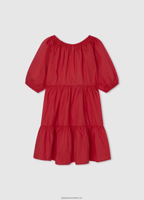 Kleid aus Baumwollpopeline Mädchen Pepe Jeans studiorot 84XH6T1376