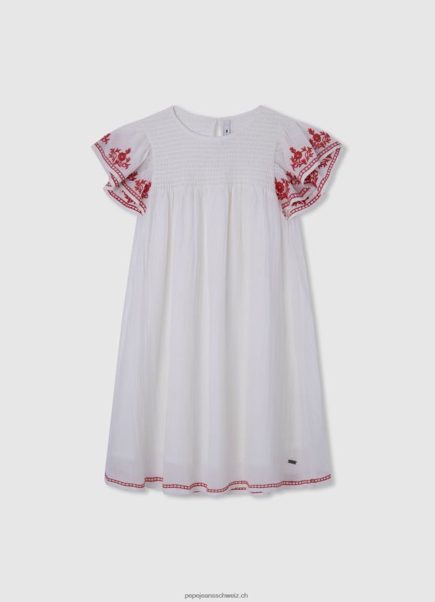 romantisch geschnittenes Kleid Mädchen Pepe Jeans Weiss 84XH6T1375