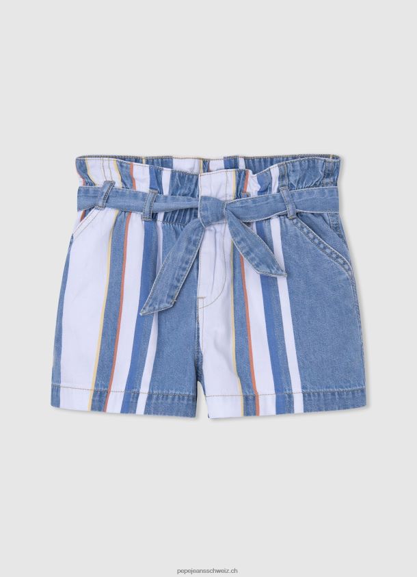 Denim-Shorts mit gestreiftem Aufdruck Mädchen Pepe Jeans Denim 84XH6T1508