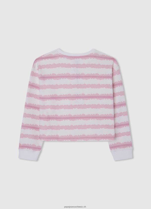 Baumwollpullover mit ausgeblichenen Streifen Mädchen Pepe Jeans zartes Rosa 84XH6T1409