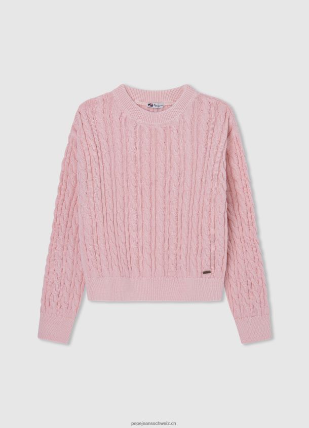 Geflochtener Jersey mit abgerundetem Kragen Mädchen Pepe Jeans zartes Rosa 84XH6T1407