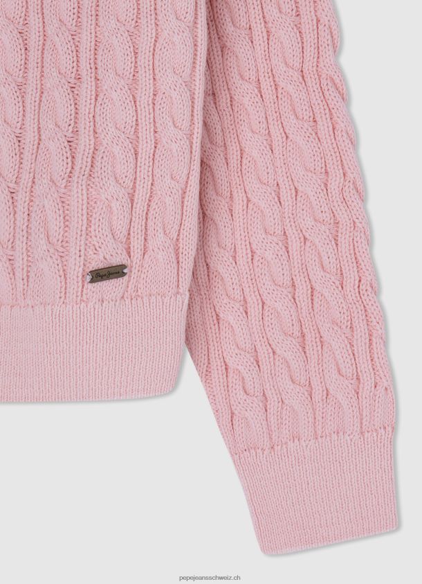 Geflochtener Jersey mit abgerundetem Kragen Mädchen Pepe Jeans zartes Rosa 84XH6T1407
