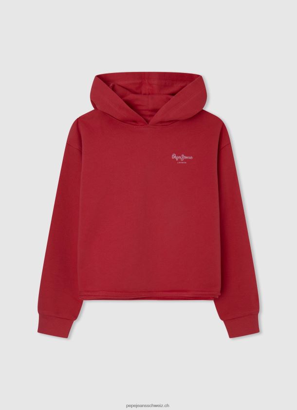 Kapuzenpullover aus Baumwolle Mädchen Pepe Jeans studiorot 84XH6T1412