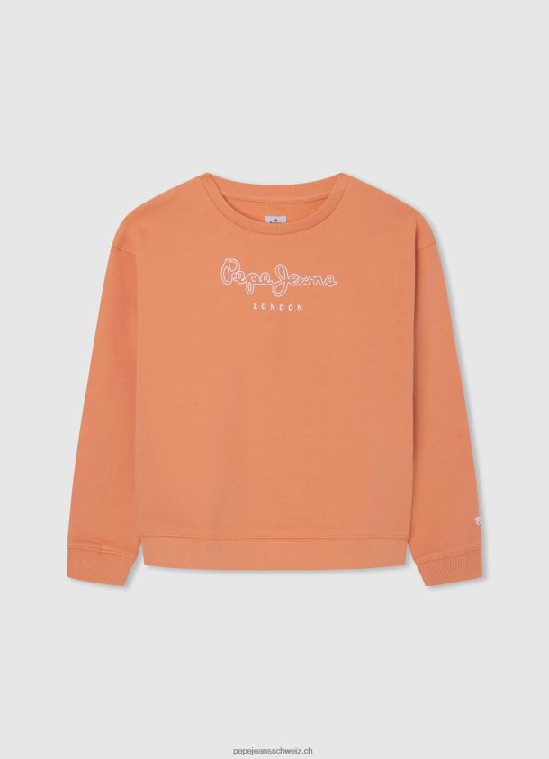 Pullover aus Baumwolle mit Logo-Print Mädchen Pepe Jeans Pfirsich 84XH6T1405