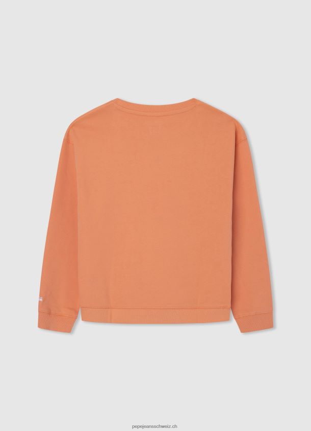 Pullover aus Baumwolle mit Logo-Print Mädchen Pepe Jeans Pfirsich 84XH6T1405